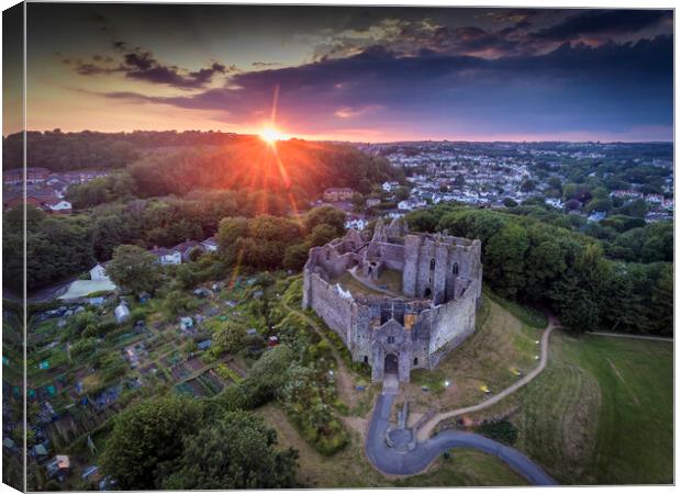 Oystermouth Castle by drone Canvas Print by Leighton Collins