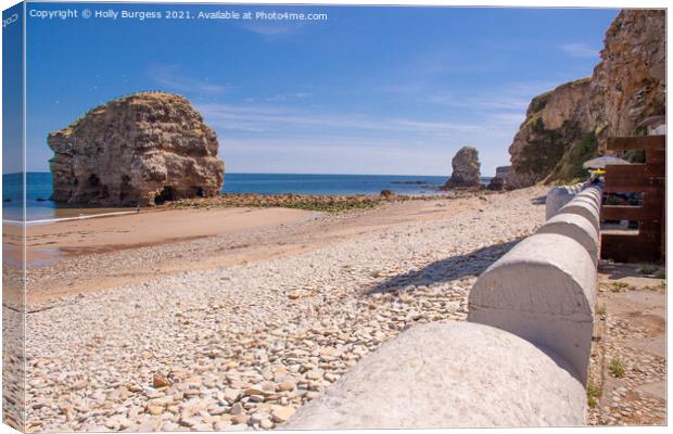 Marsden Bay, where once was a path from the road to the rock in the sea Canvas Print by Holly Burgess