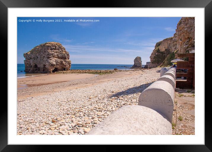Marsden Bay, where once was a path from the road to the rock in the sea Framed Mounted Print by Holly Burgess