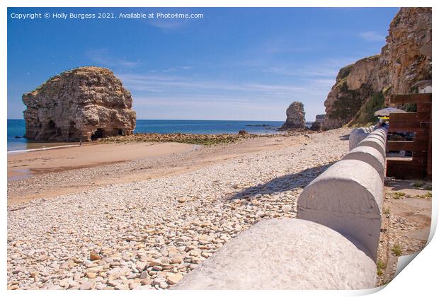 Marsden Bay, where once was a path from the road to the rock in the sea Print by Holly Burgess