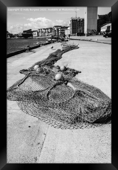 North Shields fish quay, laying the nets to dry Framed Print by Holly Burgess