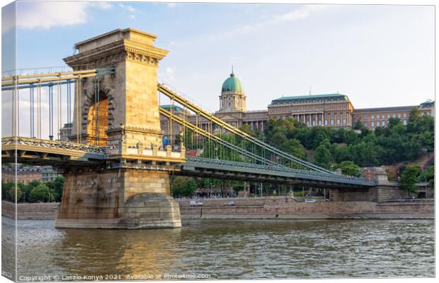 Buda Castle and Chain Bridge - Budapest Canvas Print by Laszlo Konya