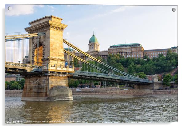 Buda Castle and Chain Bridge - Budapest Acrylic by Laszlo Konya