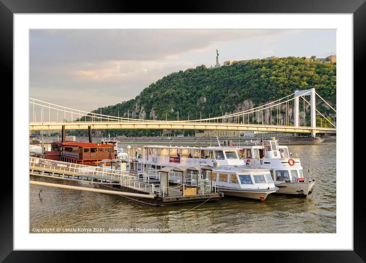 River cruise ships - Budapest Framed Mounted Print by Laszlo Konya
