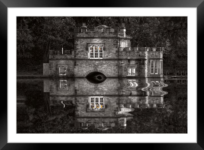 Newmillerdam Boathouse Monochrome  Framed Mounted Print by Alison Chambers