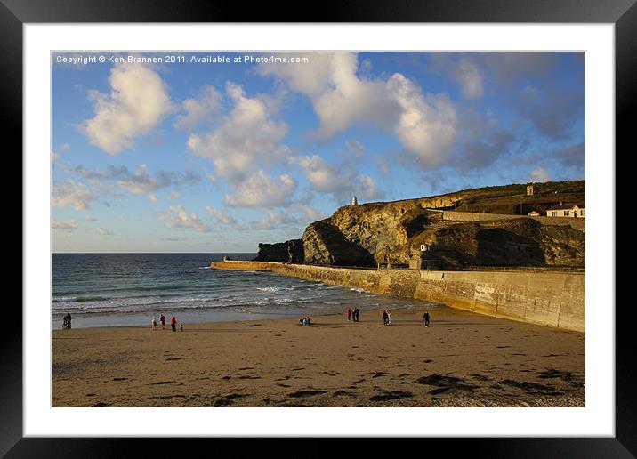 Portreath Beach and Harbour Wall Framed Mounted Print by Oxon Images