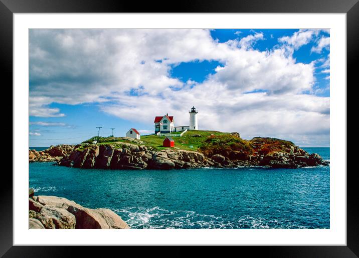 Nubble Lighthouse Framed Mounted Print by Gerry Walden LRPS