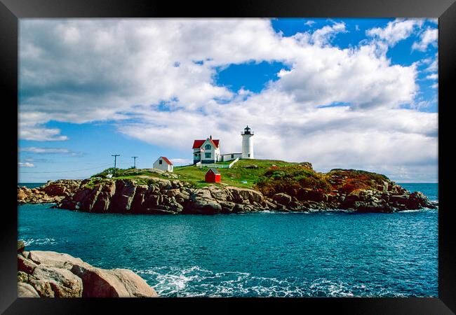 Nubble Lighthouse Framed Print by Gerry Walden LRPS