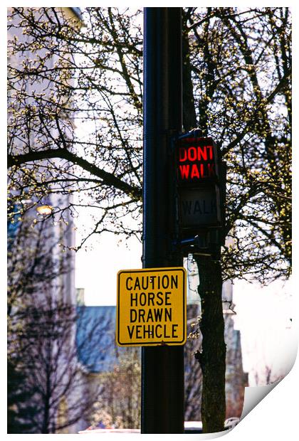 Caution Horse Drawn Vehicles Print by Gerry Walden LRPS