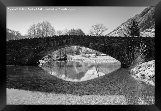 Grange Bridge Borrowdale Lake District Mono Framed Print by Pearl Bucknall