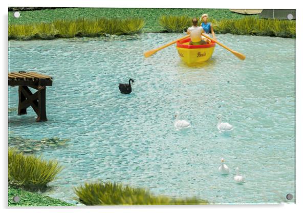 On The Boating Lake 2 Acrylic by Steve Purnell