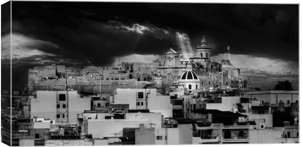 Dramatic Architecture in Black and White City of t Canvas Print by Maggie Bajada