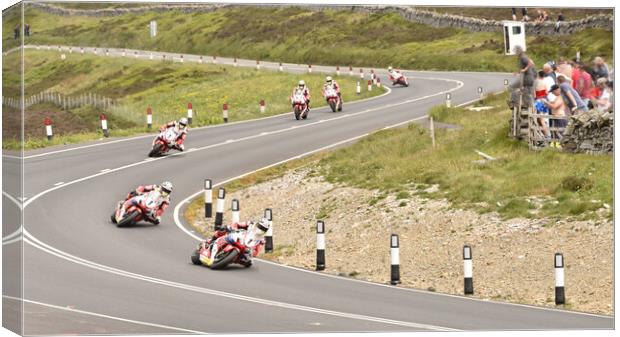IOM TT road races, John McGuinness – Honda Racing Canvas Print by Russell Finney