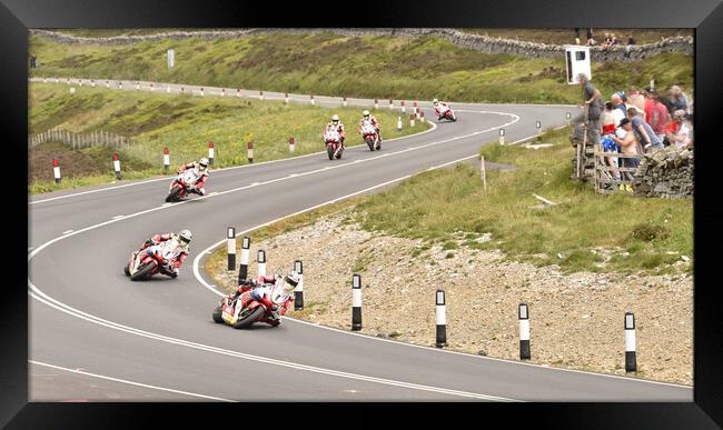 IOM TT road races, John McGuinness – Honda Racing Framed Print by Russell Finney