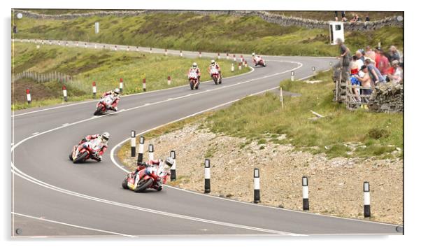 IOM TT road races, John McGuinness – Honda Racing Acrylic by Russell Finney