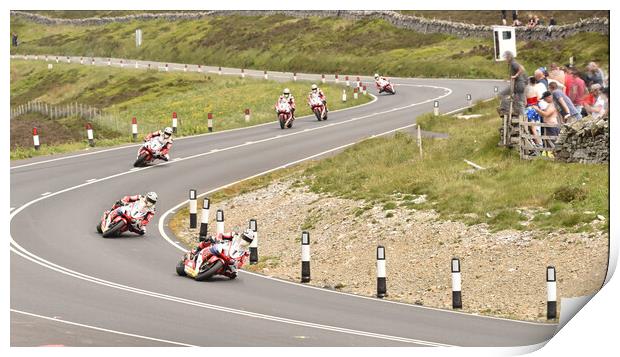 IOM TT road races, John McGuinness – Honda Racing Print by Russell Finney