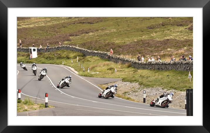 IOM TT road races, David Johnson – Norton Framed Mounted Print by Russell Finney