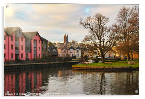 River Dart Totnes Acrylic by Stephen Hamer