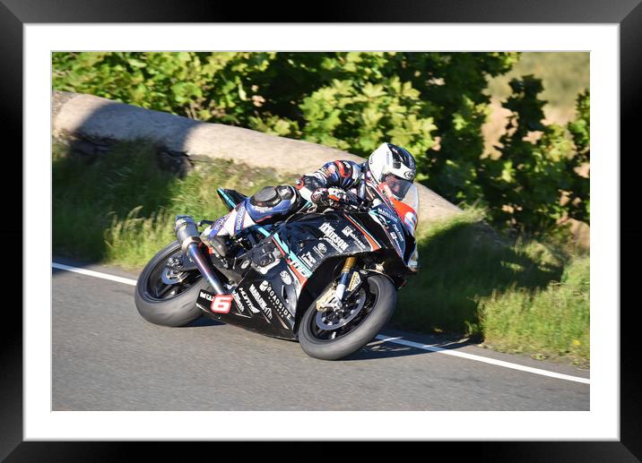 IOM TT road races, Micheal Dunlop racing Framed Mounted Print by Russell Finney