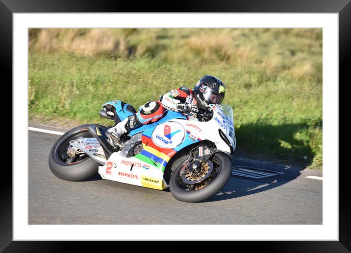 2016 IOM TT road races, Bruce Anstey – Valvoline Padgetts Honda Framed Mounted Print by Russell Finney