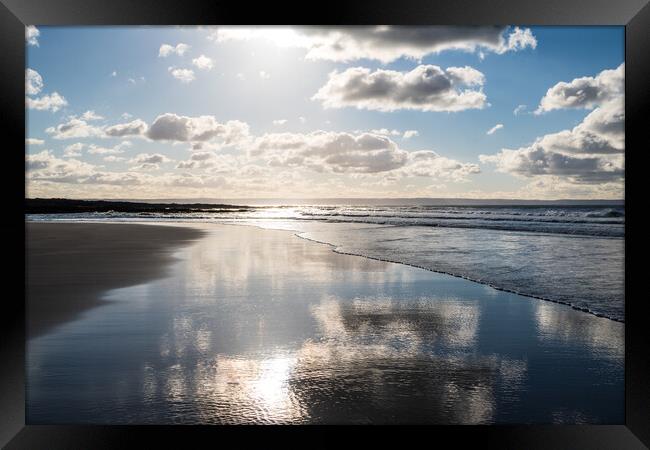 Croyde beach reflections Framed Print by Tony Twyman