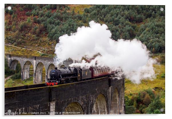 Steam Train on the Glenfinnan Viaduct, Scotland Acrylic by Alan Crawford