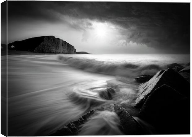 West Bay Black and White Canvas Print by David Neighbour