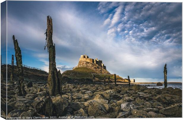 Clouds at Lindisfarne Castle  Canvas Print by Gary Clarricoates