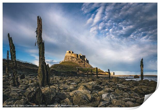 Clouds at Lindisfarne Castle  Print by Gary Clarricoates