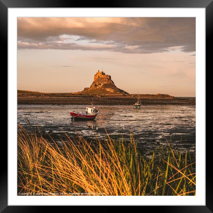 Lindisfarne Castle at Low Tide Framed Mounted Print by Gary Clarricoates