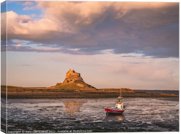 Lindisfarne Castle Reflection Canvas Print by Gary Clarricoates