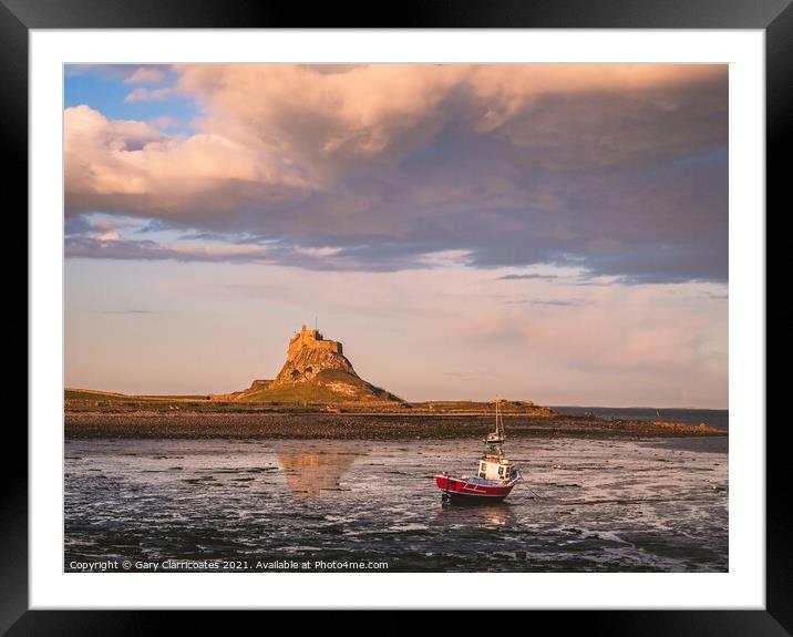 Lindisfarne Castle Reflection Framed Mounted Print by Gary Clarricoates