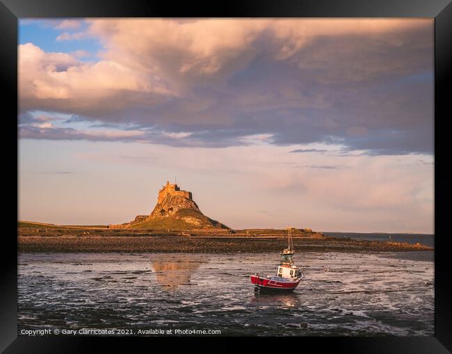 Lindisfarne Castle Reflection Framed Print by Gary Clarricoates