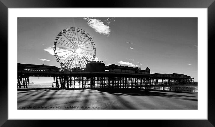 Central Pier Big Wheel, Monochrome Framed Mounted Print by Michele Davis