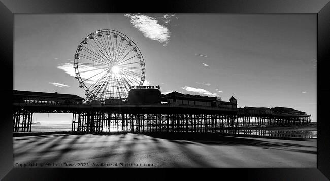 Central Pier Big Wheel, Monochrome Framed Print by Michele Davis