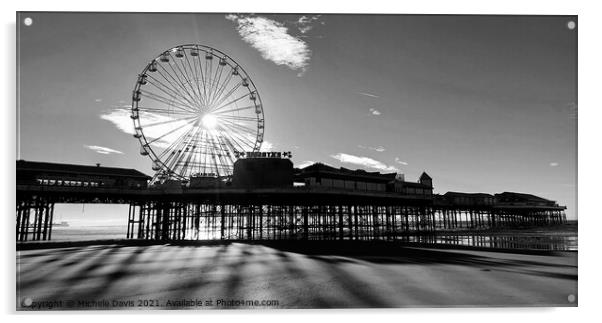 Central Pier Big Wheel, Monochrome Acrylic by Michele Davis