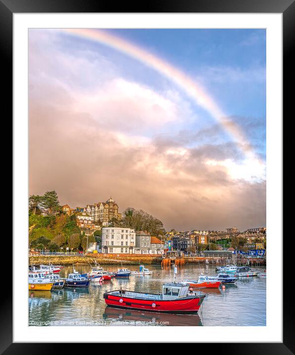Rainbow over Folkestone harbour  Framed Mounted Print by James Eastwell