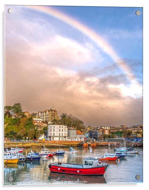 Rainbow over Folkestone harbour  Acrylic by James Eastwell