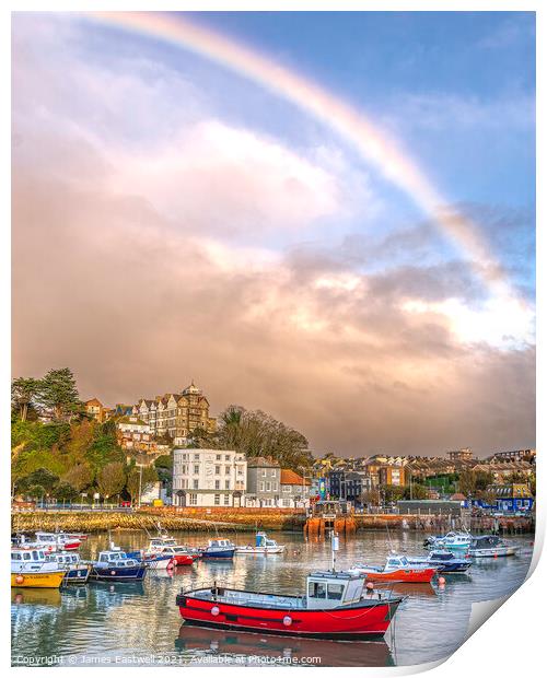 Rainbow over Folkestone harbour  Print by James Eastwell