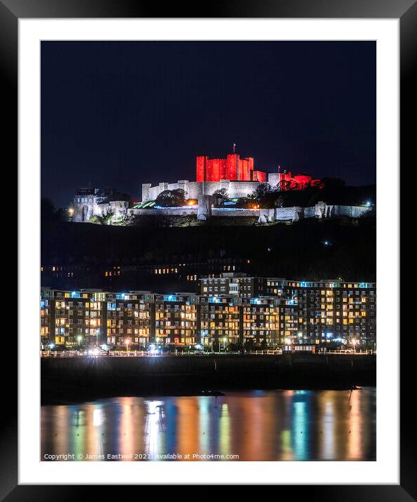 Dover Castle at night - Red for Amal  Framed Mounted Print by James Eastwell