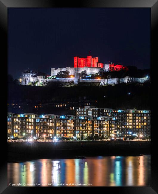 Dover Castle at night - Red for Amal  Framed Print by James Eastwell