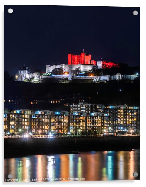 Dover Castle at night - Red for Amal  Acrylic by James Eastwell