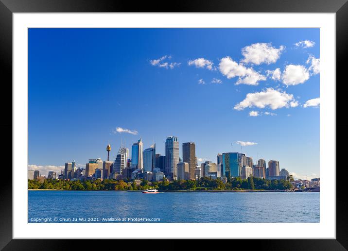 Skyline of Sydney central business district in New South Wales, Australia Framed Mounted Print by Chun Ju Wu
