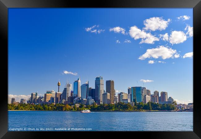 Skyline of Sydney central business district in New South Wales, Australia Framed Print by Chun Ju Wu