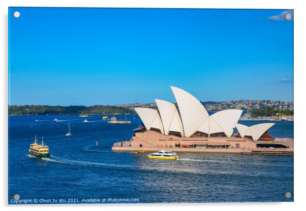 Sydney Opera House, a performing center on Sydney Harbor in Sydney, New South Wales, Australia Acrylic by Chun Ju Wu