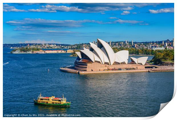 Sydney Opera House, a performing center on Sydney Harbor in Sydney, New South Wales, Australia Print by Chun Ju Wu