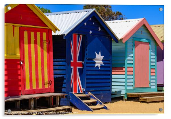 Brighton Beach Bathing Boxes in Melbourne, Victoria, Australia Acrylic by Chun Ju Wu