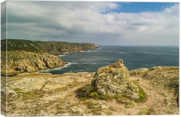 Clifftop View, close to Land's End in Cornwall Canvas Print by Michael Shannon