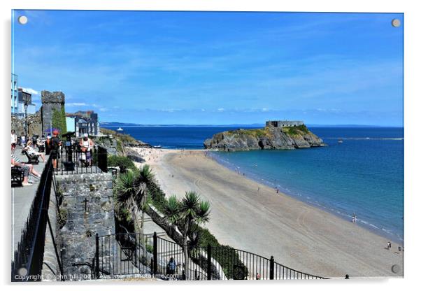 St. Catherine Island, Tenby, South Wales, UK. Acrylic by john hill