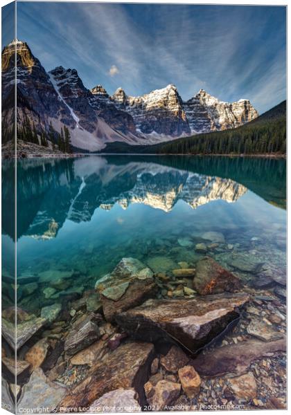 The Majestic Moraine Lake Canvas Print by Pierre Leclerc Photography